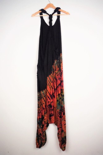 Black Tie Dye Harem Dungarees Hippie Bohemian Baggy Jumpsuit New by Bare Canvas - Picture 12 of 149