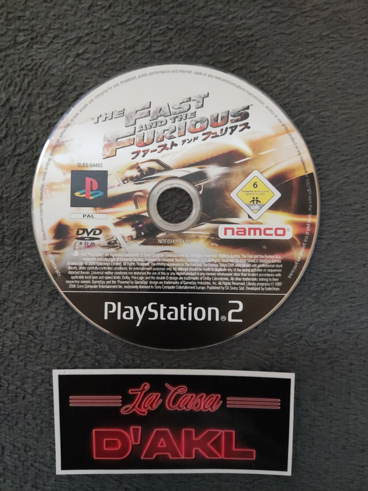 The Fast And The Furious CD SEUL sur Playstation 2 PS2 - FR