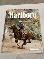 1 1981 Marlboro Man Cowboy Tin Tobacco Sign Cigarettes Rope Horse From Box Of 5