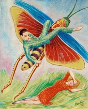 Grasshopper : Nils Dardel : 1931 Surrealist Art Print Fantasy Insect Surrealism