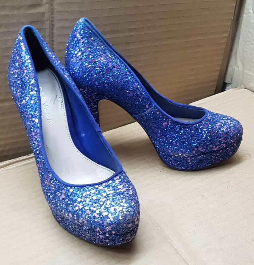 CARVELA Women s Blue Glitter Platform Court Shoe Size UK 3.5 EUR 36