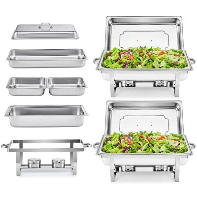 CRENEX 2in1 1/2&1/1 Chafing Dish Starter Set 9L Buffet Speisewärmer Warmhaltebehälter