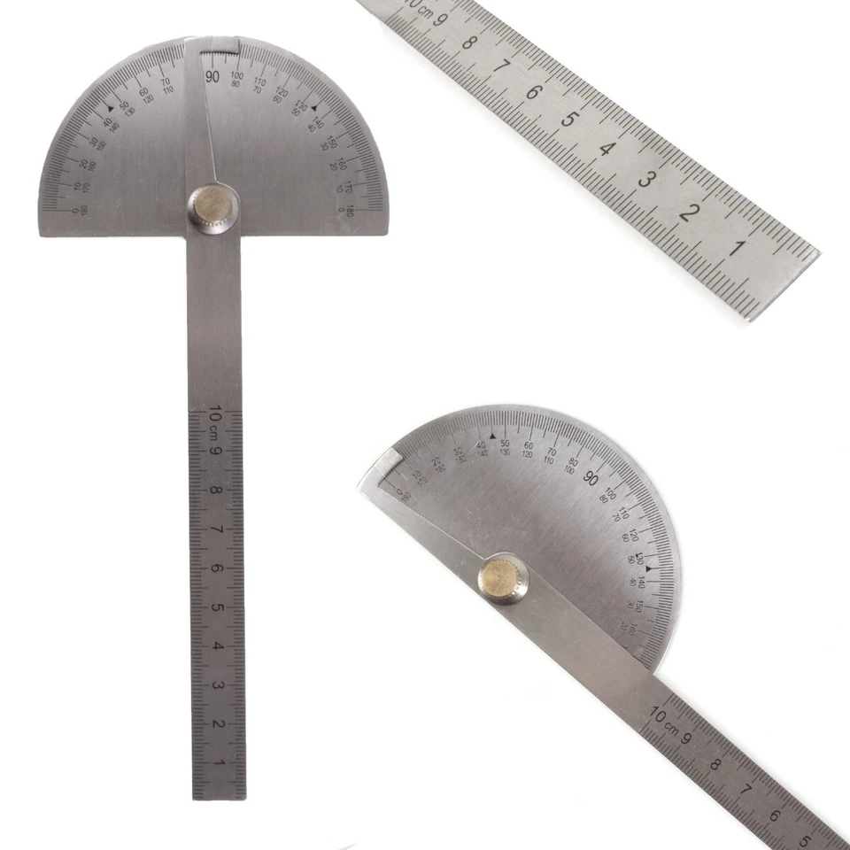 ANGLE PROTRACTOR RULER 2 In 1 180 Degree Round Head Rotary 100mm Rule Finder UK - Image 3 of 3