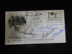 Signed FDC Rhode Island Flag Autographed by 1968 LA Congressional Delegation