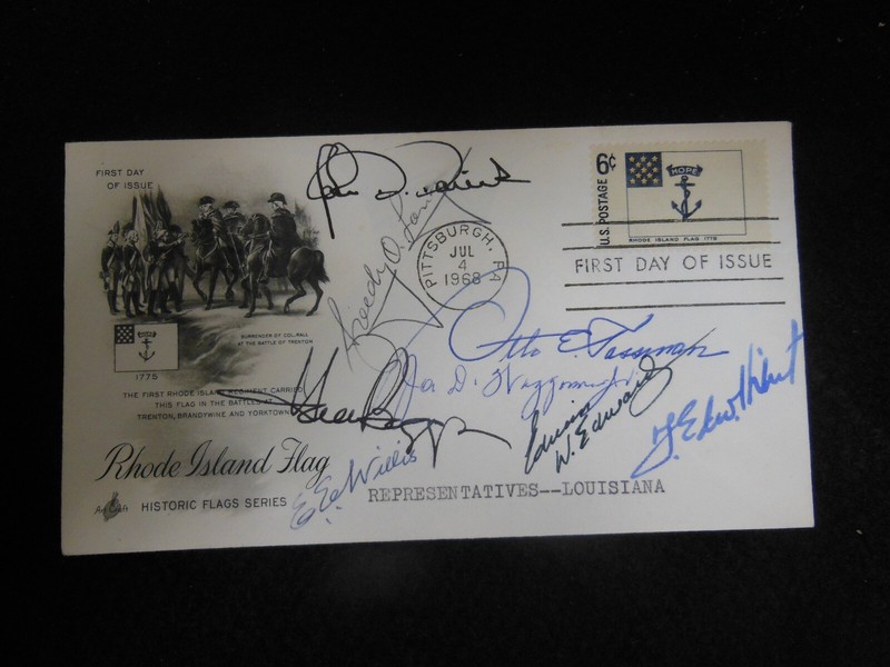 Signed FDC Rhode Island Flag Autographed by 1968 LA Congressional Delegation