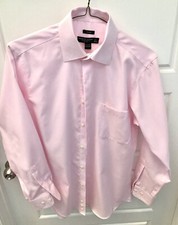 Pronto Uomo Mens Pink Classic Fit Dress Shirt 15.5 Neck 32/33 Long Sleeve