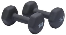 Basics Neoprene Dumbbell Hand Weights 15 Pounds Pair Dark Grey