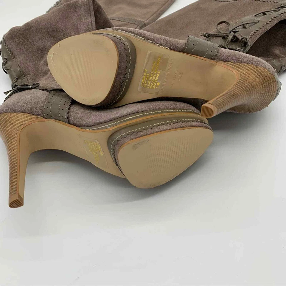 Botas de cuero grises hasta el muslo Colin Stuart-7.5B Foto 4 de 4