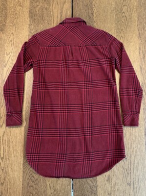 Aritzia Wilfred Free Plaid Flannel Button Up Shirt Dress Women's XXS Red/ Black | eBay