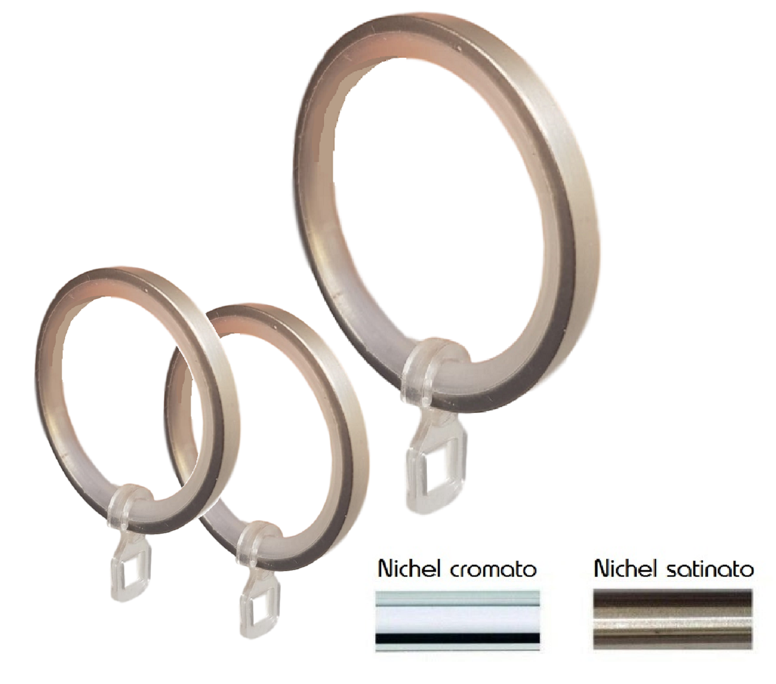 Anelli In Nichel 40 Mm Con Gancio Per Bastone 20 Mm Tenda Occhielli Linea Easy Ebay