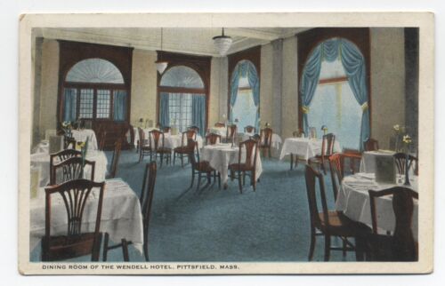 MA ~ Hotel Wendell Comedor PITTSFIELD Massachusetts c1924 Berkshire Postal - Imagen 1 de 2