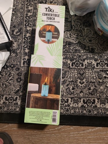 TIKI Brand Convertible Torch, 68” Full Size, 54" Garden, 8” Table, Blue Glass - Picture 3 of 4