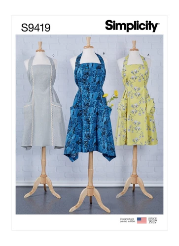 Simplicity 9419 XS-XL Halter Apron Handkerchief Long Gathered  Pattern Kwik 4305