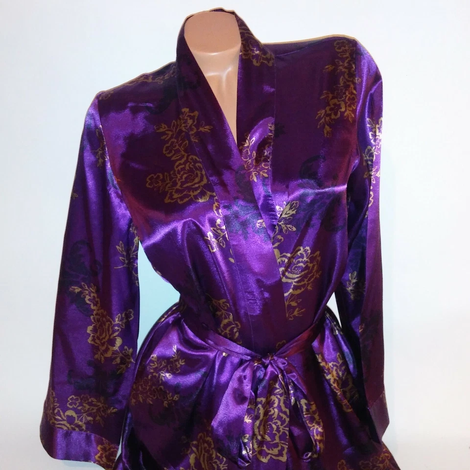 Morgan Taylor Bata Intimates Ropa de Dormir Lencería XS Púrpura Floral Atar Foto 2 de 4