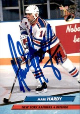 Mark Hardy Signed Auto 1992-93 Fleer Ultra card New York Rangers