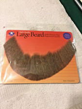 mans costume beard lge brown with theatrical adhesive tape. new in package