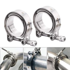 2.5" Inch V-Band Flange&Clamp Kit Male/Female With Ridge Exhaust MILD STEEL 2X