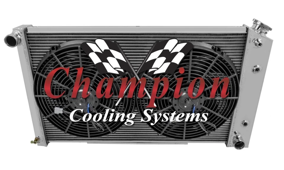 3 Row RS Radiator 17"x28" Core W/ 2 14" Fans for 1968 - 1977 Chevrolet El Camino - Image 3 of 4