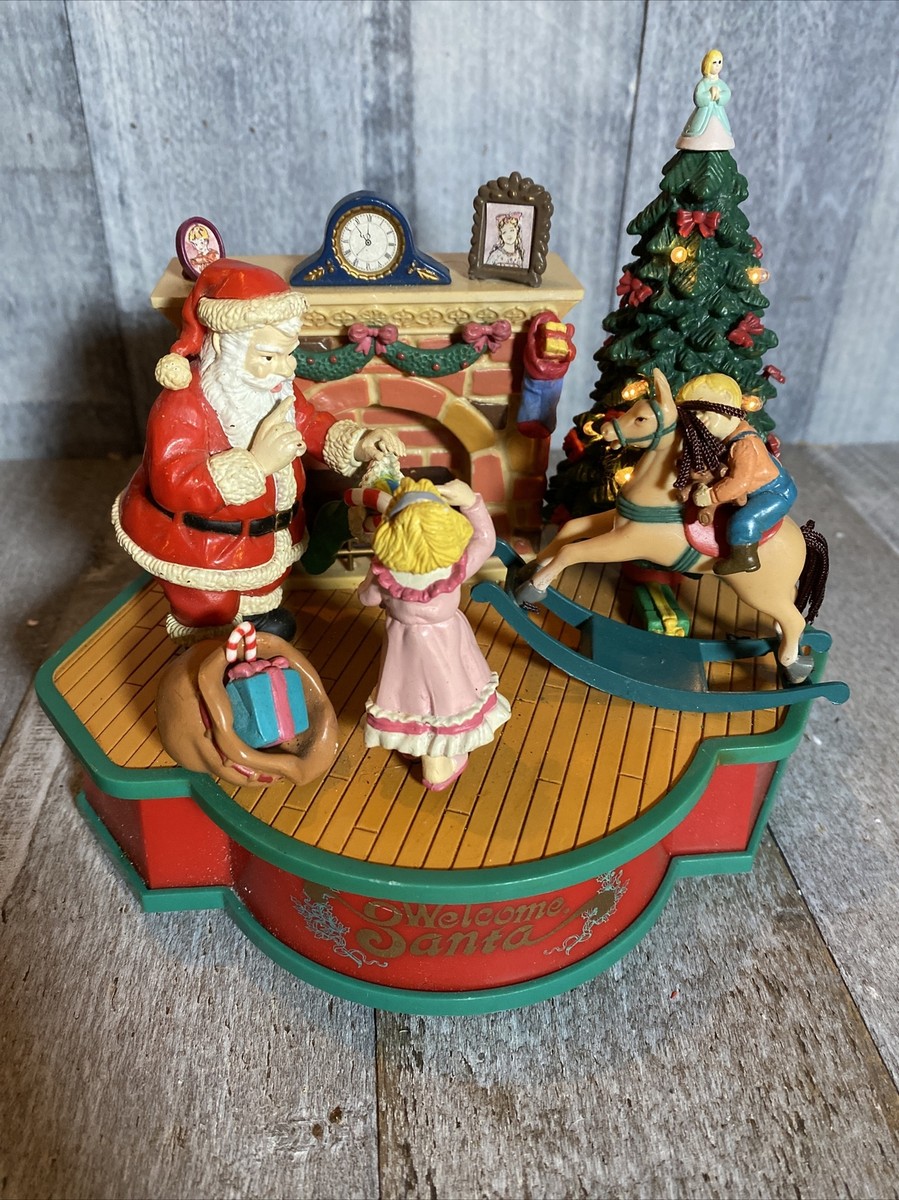 Lustre Fame Christmas Music Box Animated & Lighted Welcome Santa