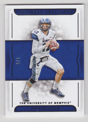 PAXTON LYNCH 2017 National Treasures Collegiate Black Base #D 1/5 Denver Broncos