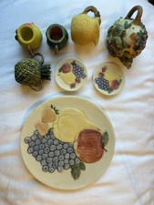 1994 Vintage Popular Imports Resin Miniature Tea Set of Fruit used