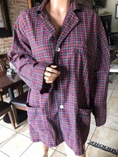 Christian Dior Pajama Plaid Red Navy Green Sleep Shirt XL 55 Cotton 45 Poly