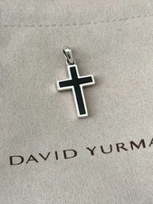 David Yurman Men's .925 Sterling Silver Exotic Stone Black Onyx Cross Pendant
