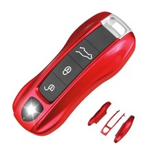QBUC for Porsche Key Fob Cover, 3-Piece Painted Shell Universal, red