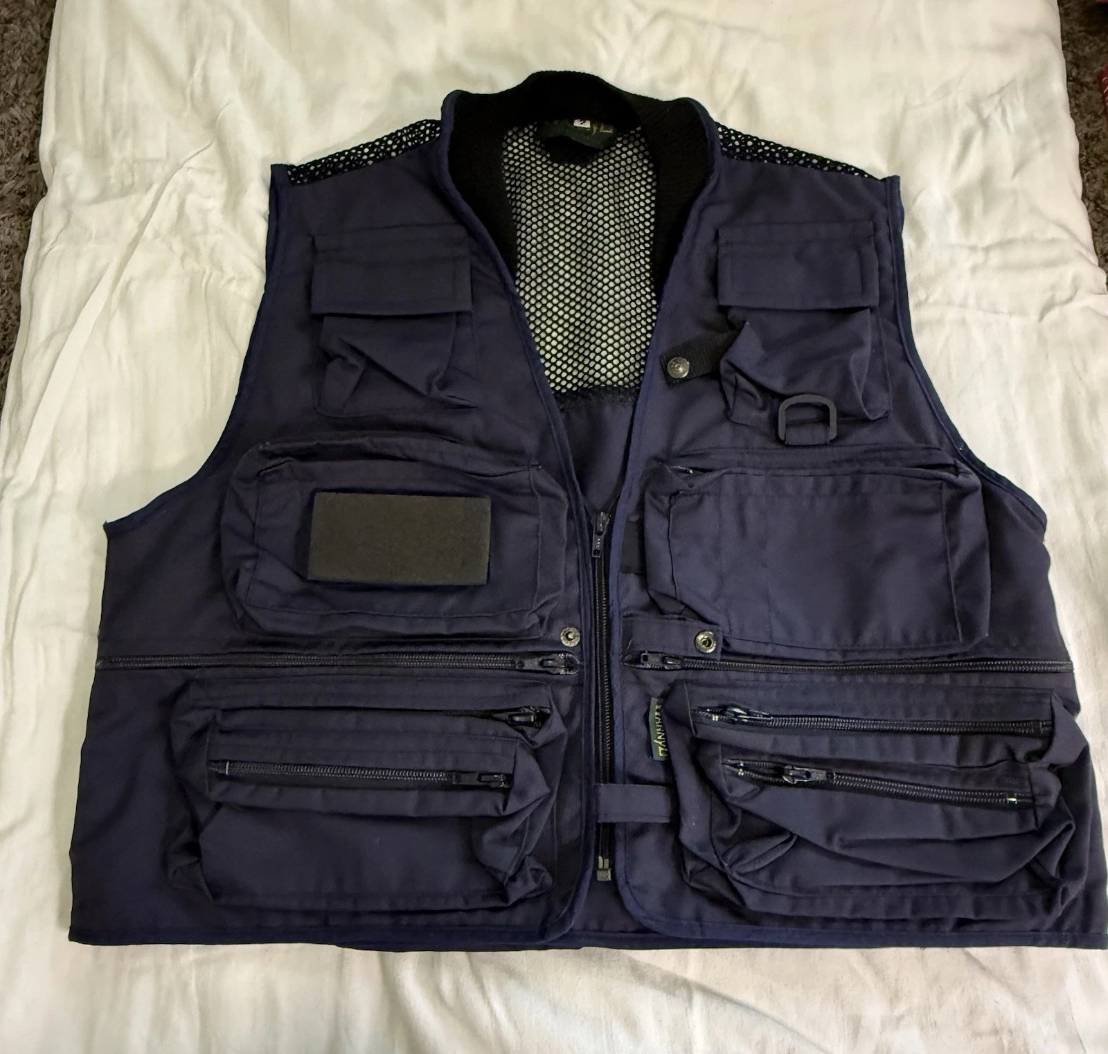 Warnyl Fishing Vest Size 2 Navy Multi Pocket Mesh Back Made In France