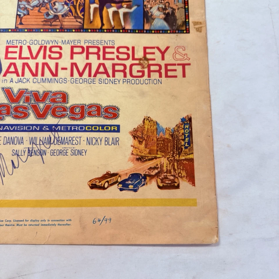 1964 Elvis Presley Viva Las Vegas Original Window Poster Signed By Ann Margret - Image 2 of 4
