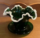 1950 Fenton Emerald Green Snow Crest Flower Pot