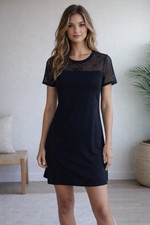 MICHAEL KORS Mesh Trim Mini Length Black Dress Sz XS NWT