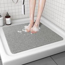 Non Slip Shower Mat, Comfortable Bath mat for Textured 24 x 24 Square , Grey
