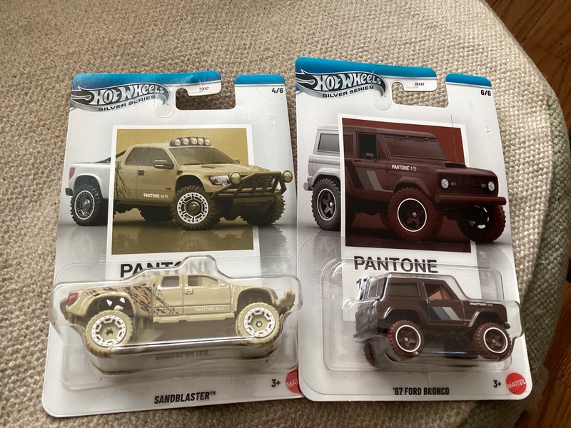 Lot Of 2 Hot Wheels Pantone Silver Series * Sandblaster  & '67 Ford Bronco HTF