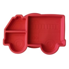 Firetruck Toddler Silicone Suction Plates - 3 Divided Sections, Microwave D...