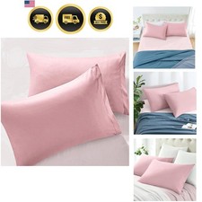 2Pcs Brushed Microfiber Standard Pillowcases - 20 x 26 Inch, Dusty Pink Pillo...