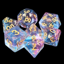 Enchanted Starlight 7 Dice Precision Set | RPG DnD Dungeons Dragons d20 AD&D B