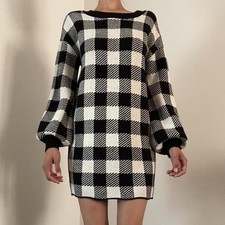 LPA Floyd Buffalo Check Sweater Dress Size Small
