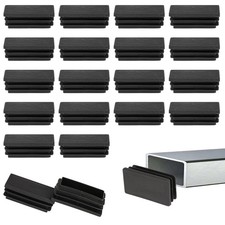 20 Pack 1" X 2" Rectangle End Caps Tubing Black Plastic Plug