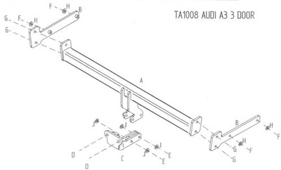 Towtrust Fixed Flange Towbar For Audi A3 Hatch 2003 To 2012 + 13 Pin Wiring Kit