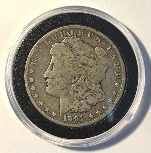 1891cc Morgan Silver Dollar, Fine, In Plastic Capsule, Free Shipping!