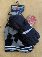 ZeroXposur Boys Cold Weather Essentials Beanie Hat/Gloves Set BLK Youth L/XL NWT