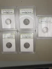 Lot of 5 Slabbed Indian Head Buffalo Nickels 1913-1938. Great Value!