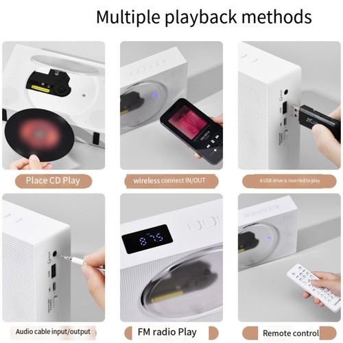 Portable Rechargeable CD Player with Dual HiFi Speakers & Wireless Support - Afbeelding 8 van 19