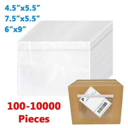 Top Loading Adhesive Clear Packing List Pouches Shipping Label Slip Envelope Bag