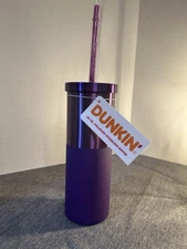 Dunkin Donuts 20oz Stainless Steel Travel Mug Purple Matte Finish New 