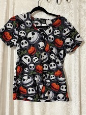 Disney XS NWOT Scrub Top Nightmare Before Christmas Short Sleeve