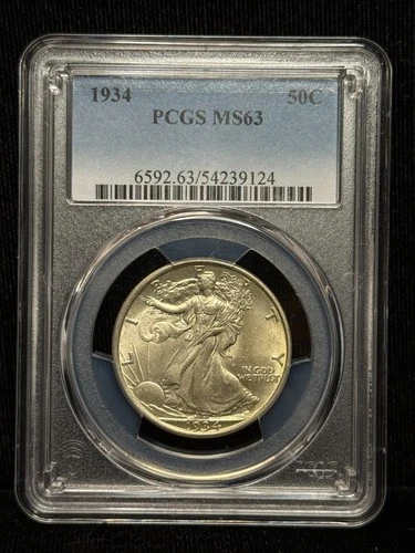 PCGS MS 63 Uncirculated 1934 Walking Liberty Half Dollar 50C Coin - 124