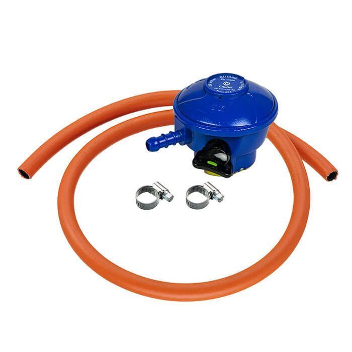 Official Calor 21mm Butane Gas Regulator, 1m Hose & Clips - 5 Year Guarantee