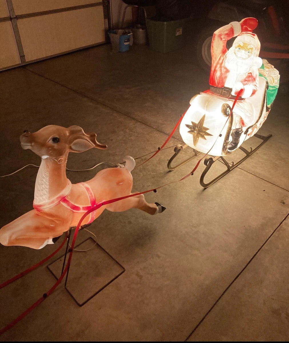 Blow mold santa and reindeer deals